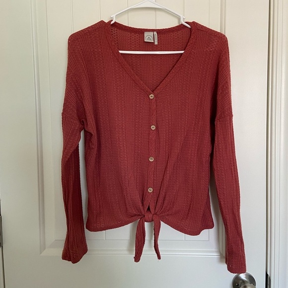 NWOT‎ | Paper Crane women’s knit button down knotted top — small - Picture 1 of 6